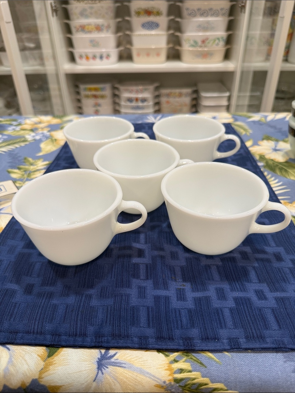 Pyrex White Milk Glass Coffee Cups - Set of 5